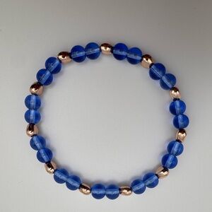 Blue and Gold Beaded Bracelet